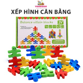 Bộ Đồ Chơi Xếp Hình Người Cân Bằng Cho Bé Bằng Gỗ Balance Villain Blocks, Đồ Chơi Gỗ Thông Minh Cho Bé
