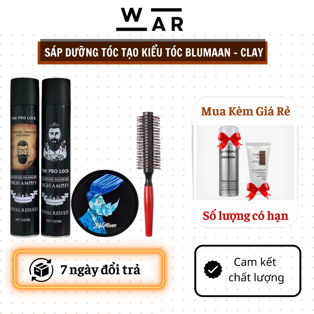 Gôm xịt tóc nam THE PRO LOCK sáp vuốt tóc Blumaan styling meraki giữ nêp, tạo kiểu tự nhiên đến 12H