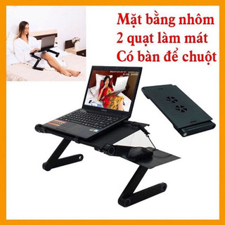 Bàn Học Laptop Đa Năng 02 quạt tản nhiệt Bamboo, xếp, gấp gọn tiện lợi