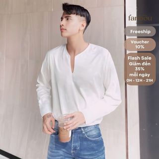 Áo Thun Nam Cổ Xẻ V Tay Dài - FAN012 - FANBOU