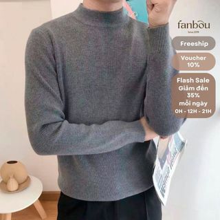 Áo Thun Nam Gân Len Cổ Lọ 4 Phân Tay Dài