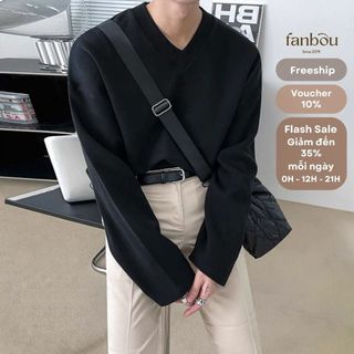 Áo Thun Cotton Nam Cổ Xẻ Tim Tay Dài - FAN010 - FANBOU