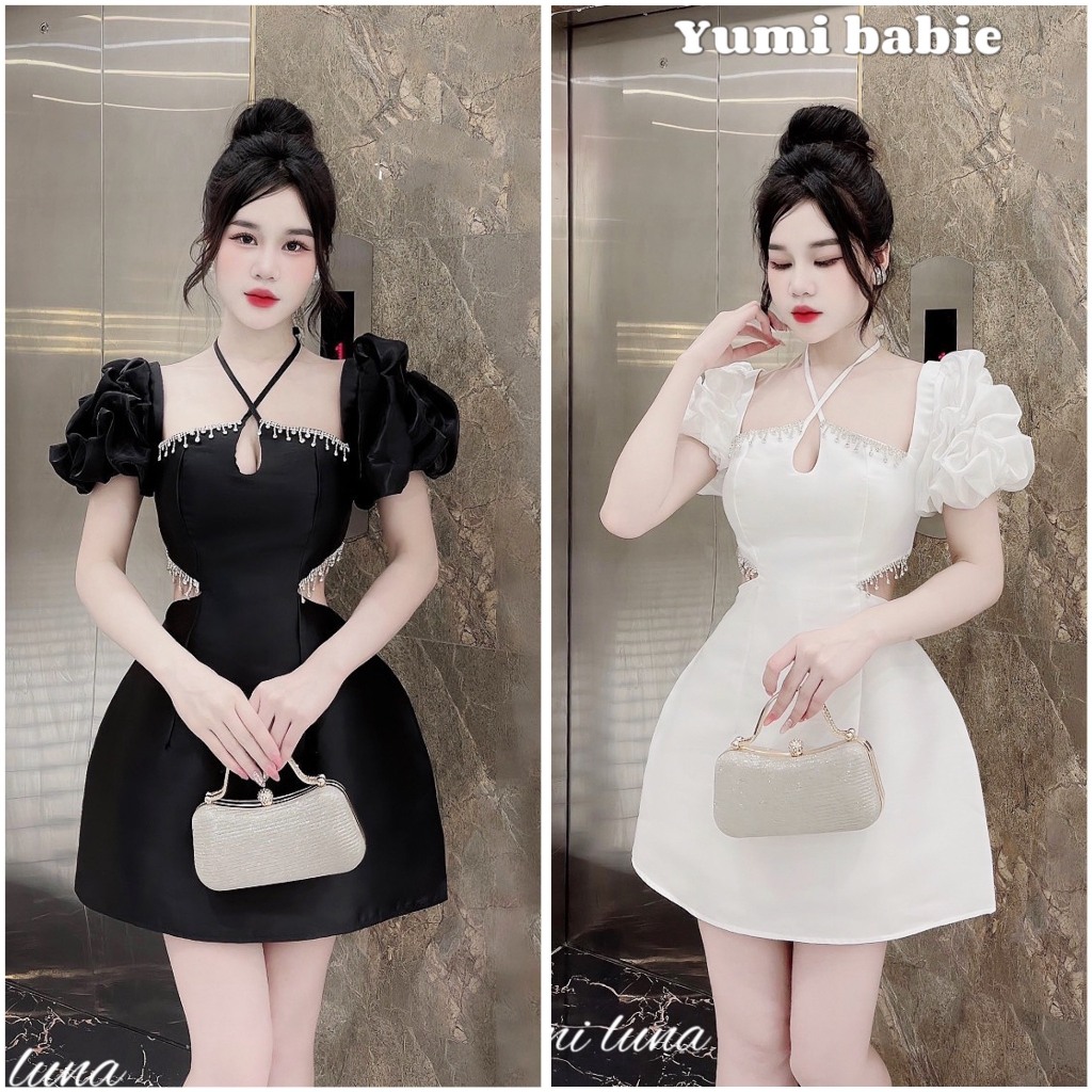(100% anh Ảnh shop chụp) Váy/Đầm khoét eo dáng A Yumi Luna (Sỉ = Lẻ)