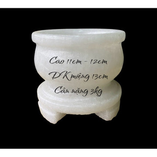 Lư hương , bát nhang thờ cúng đá trắng tự nhiên - cao 11-12cm