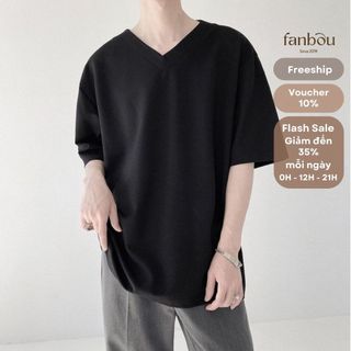 Áo thun cotton nam cổ xẻ tim tay ngắn