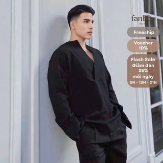 Áo Sơmi Nam Cổ Xẻ V Sâu Tay Dài - FAN022 - FANBOU