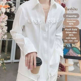 Áo Sơmi Nam Ngực Ráp Kết Dây Tay Dài - FAN023 - FANBOU