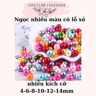 Hạt ngọc trai, ngọc trai nhựa nhiều màu kích cỡ có lỗ không lỗ túi 10gr-50gr winstore handmade-wskl009