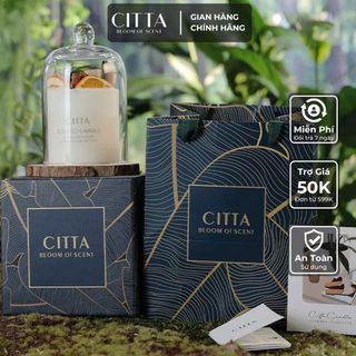 Set quà tặng nến thơm citta mori trang trí hoa khô cao cấp, sáp đậu nành không khói chính hãng citta