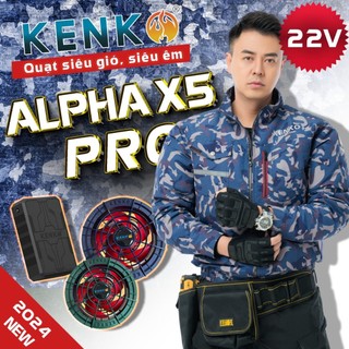 Áo gắn quạt chính hãng KENKO 22V ALPHA X5 màu camo xanh mới nhất 2024