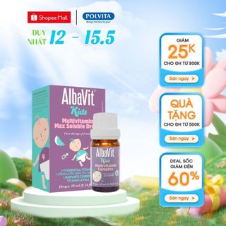 Siro ALBAVIT KIDS MULTIVITAMIN MAX SOLUBLE DROPS  tăng cường đề kháng, hỗ trợ miễn dịch cho bé lọ 10ml