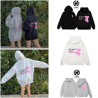 Áo Khoác Hoodie Zip IN Nơ Hồng Mặt Trước Sau CINDDY BRAND Hot Trend 2024 KI021