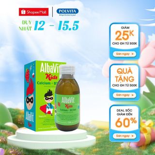 Canxi uống cho bé cao lớn vượt trội ALBAVIT KIDS CALCIUM + D3 SOL nhập khẩu Châu Âu, lọ 150ml
