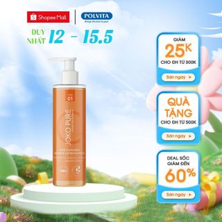 Gel rửa mặt & tẩy trang 2 trong 1 cho da nhạy cảm JOKO PURE VITAMIN C FACE CLEANSING AND MAKE-UP REMOVING GEL 200ml