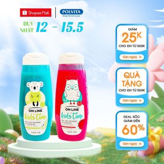 Sữa Tắm Gội Cho Bé 2 trong 1 Online Kids Time, hương thơm Quả Lê & Dưa Hấu tươi mát, dễ chịu, cho bé từ 3 tuổi (500ml)