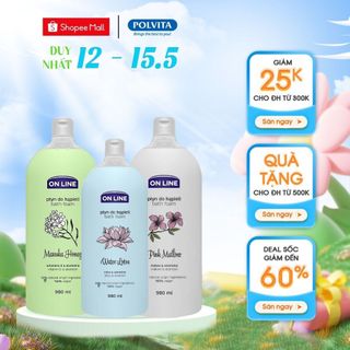 Sữa Tắm ON LINE foam bath ORGANIC dưỡng ẩm, nhẹ dịu an toàn cho mẹ và bé, hương thơm ngọt ngào, thanh khiết 980ml
