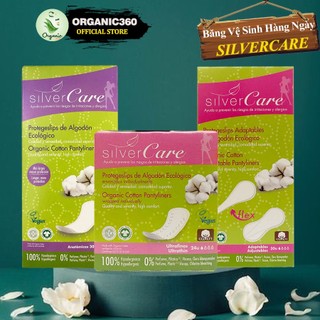 Băng vệ sinh hữu cơ hàng ngày silvercare siêu mỏng, anatomical, flex pantyliner