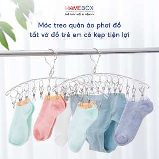 Móc treo quần áo kẹp phơi đồ đa năng inox 304 không gỉ, Móc inox treo đồ em bé tất vớ đồ lót đa năng