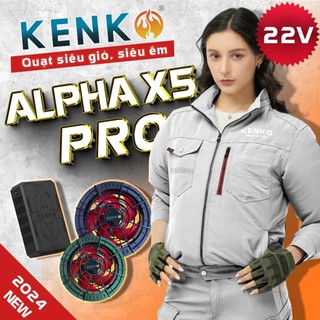 Áo gắn quạt chính hãng KENKO mẫu ghi xám 22V ALPHA X5 mới nhất 2024