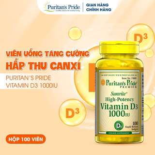 Viên uống tăng cường hấp thu canxi Puritan's Pride Vitamin D3 1000 IU 100 viên
