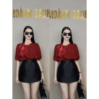 Áo Sơ Mi Cộc Tay,Cộc Tay Cổ Nơ
