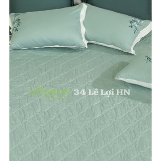 Bộ drap ga gối everon esb 22020 màu xanh ngọc vải sợi tre bamboo
