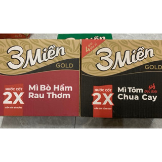 Thùng Mì 3 Miền Gold Vị Tôm Chua Cay / Bò Rau Thơm 30gói