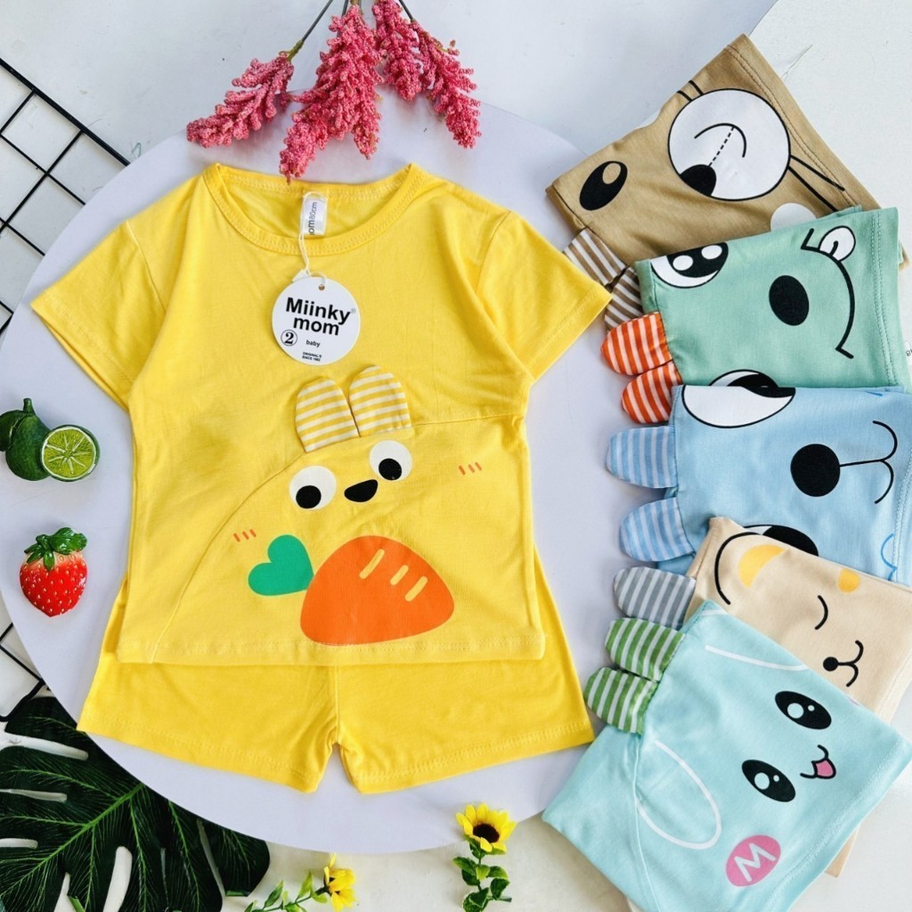 Đồ bộ bé trai , đồ bộ bé gái cộc tay thun lạnh cho bé từ 5kg đến 15kg - JKIDSVN