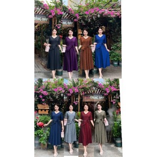 VÁY TRUNG NIÊN CHO MẸ U40 U50 U60 TU 48-75KG CHẤT THUN NHŨ DÁNG PEPLUM, ĐẦM TRUNG NIÊN CHE BỤNG BIGSIZE SANG TRỌNG