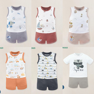 UALAROGO Bộ cộc tay chất petit cho bé trai bé gái hãng Uala rogo