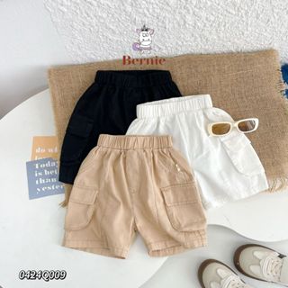 Quần short kaki bé trai túi hộp quần ngố dáng lửng màu trắng đen be BERNIE 9 đến 25kg 0424Q09