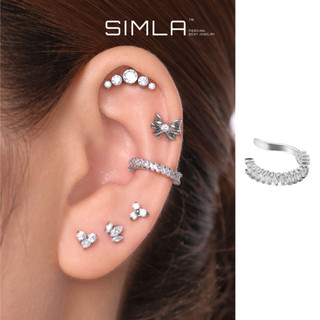 Khuyên tai kẹp vành tai đá chữ nhật trắng Earcuff Simla - Simla Body Jewelry