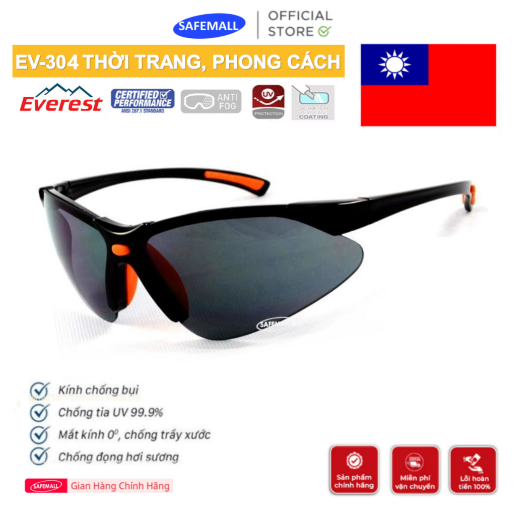 Kính bảo hộ thời trang Everest EV301, EV302, EV303, EV304 kính đi xe máy, ngăn bụi, tia UV SAFEMALL