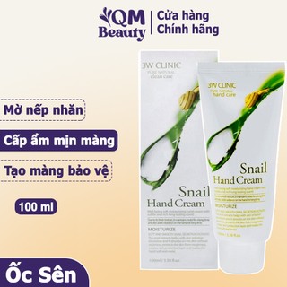 Kem dưỡng da tay 3W Clinic Snail Hand Cream 100ml dưỡng ẩm làm mềm da Hàn Quốc