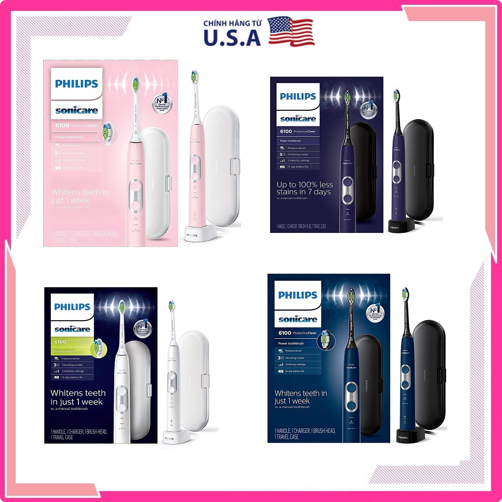 [US] Bàn chải điện Philips Sonicare 4100, 4300, 5100, 6100 BH 12 tháng 1 đổi 1