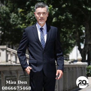 Bộ vest nam trung niên 2 nút Màu Đen chất vải dày dặn cao cấp full size