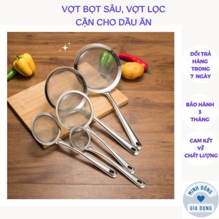 Vợt bọt sâu, vợt lọc cặn cho dầu ăn và vớt bọt inox vilahome, 3 size phù hợp mọi công năng nhà bếp