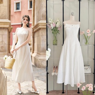 Váy 2 dây, đầm maxi nữ, váy đi biển chất đũi gân cách điệu bèo ngực, dáng xòe hàng hai lớp, nữ tính  7.Beautiful V174