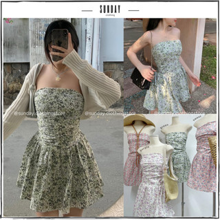 Đầm Cúp Ngực Hoa Nhí Lưng Bo Chun, Đầm Hoa Nhí Đi Biển, Đầm Quây Dáng Xoè Gaga Dress - Sunday Clothing DAM008