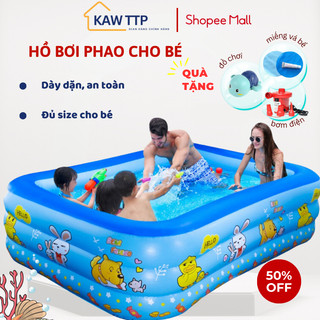 Bể bơi cho bé giá rẻ KAW chính hãng, 3 tầng dày dặn, Bền đẹp, Đáy 2 lớp chống trượt, Nhiều kích thước lựa chọn