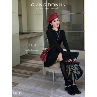 Đầm dài tay váy xếp ly