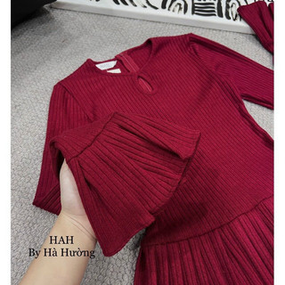Đầm dài tay váy xếp ly