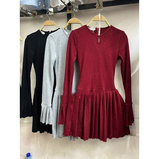 Đầm dài tay váy xếp ly