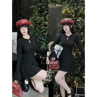 Đầm dài tay váy xếp ly
