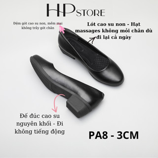 Giày Tiếp Viên [DA THẬT] Hàng Không Công Sở Văn Phòng Nữ Mũi Tròn Gót Vuông 3CM HP Store
