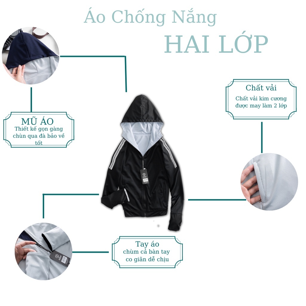 Áo khoác chống nắng nam nữ 2 lớp mặc được 2 mặt chất vải thun thông hơi có giãn 4 chiều- ROSE GOLD | BigBuy360 - bigbuy360.vn