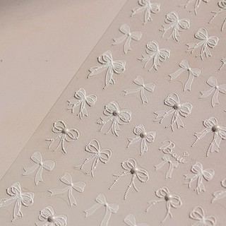 Sticker Nơ trắng Cao cấp Tomoni dán móng