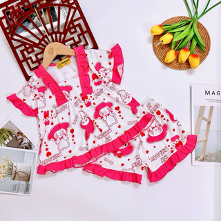 Đồ bộ quần đùi áo cộc cho bé gái thun lạnh 3D 9kg tới 21kg siêu dễ thương đi chơi đi học