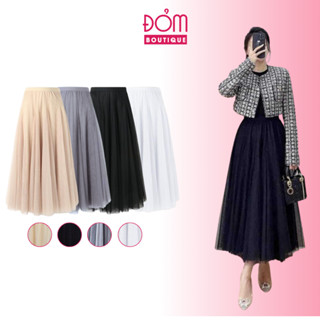Chân Váy Lưới Xòe 4 Lớp Dày Dặn Váy Cạp Chun Chiều Dài 68cm 78cm 88cm Đỏm Boutique CV68