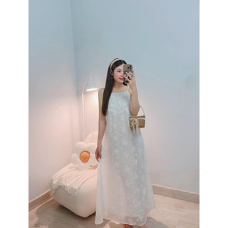 Đầm maxi trắng xếp ly thiết kế 2 lớp (ẢNH THẬT SHOP CHỤP)
